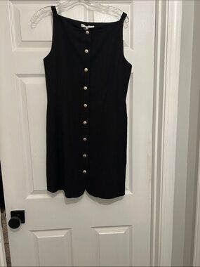 Wayf Black Sleeveless Button-Front Mini Dress 🤍